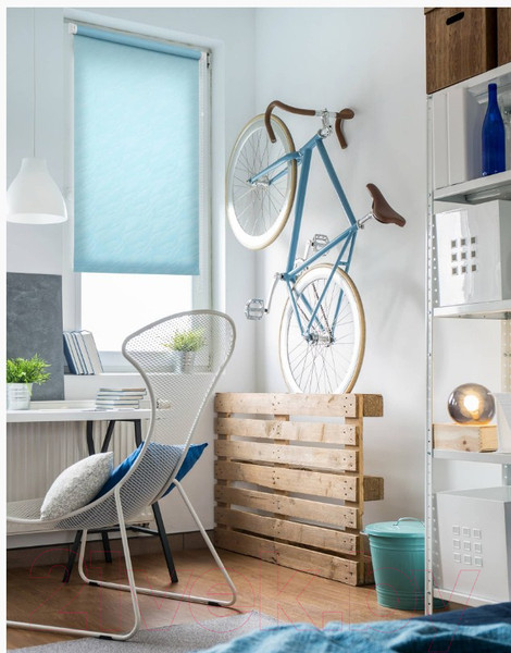 Изображение товара Рулонная штора Delfa Сантайм Жаккард Веда СРШ-01М 840 (95x170, голубой)