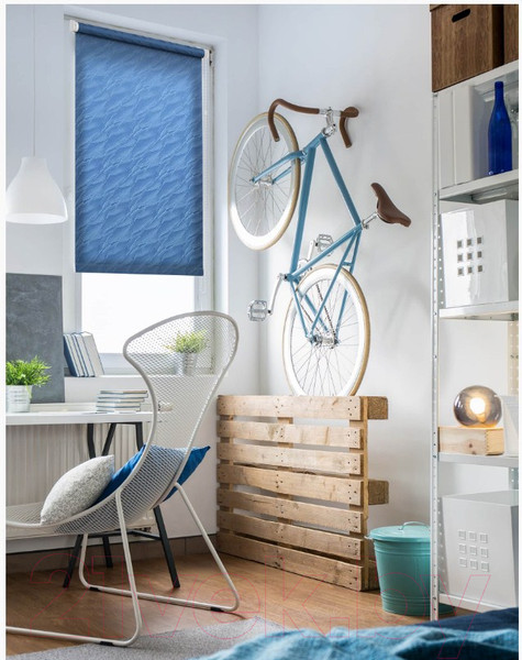 Изображение товара Рулонная штора Delfa Сантайм Жаккард Веда СРШ-01М 890 (34x170, синий)