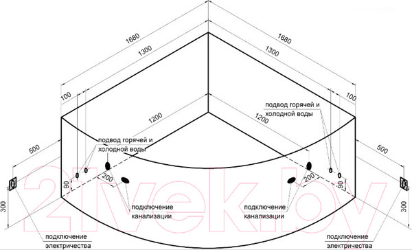 Изображение товара Ванна акриловая Radomir Филадельфия 168x168 / 1-01-0-0-1-042