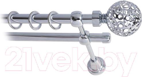 Изображение товара Карниз для штор Lm Decor Ажур 095 2р гладкий 25/16мм (хром, 3.6м)