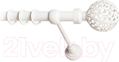 Изображение товара Карниз для штор Lm Decor Ажур 095 1р гладкий 25мм (белый глянец, 1.6м)