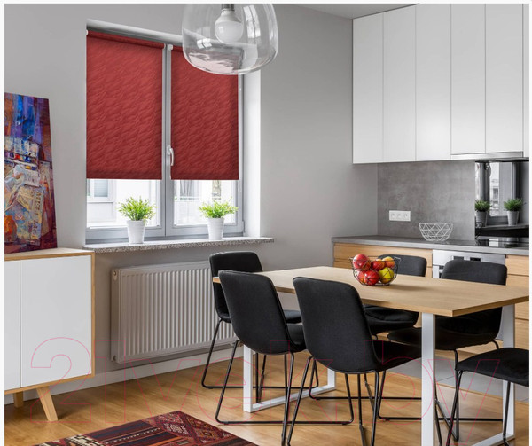 Изображение товара Рулонная штора Delfa Сантайм Жаккард Веда СРШ-01М 899 (34x170, бордовый)