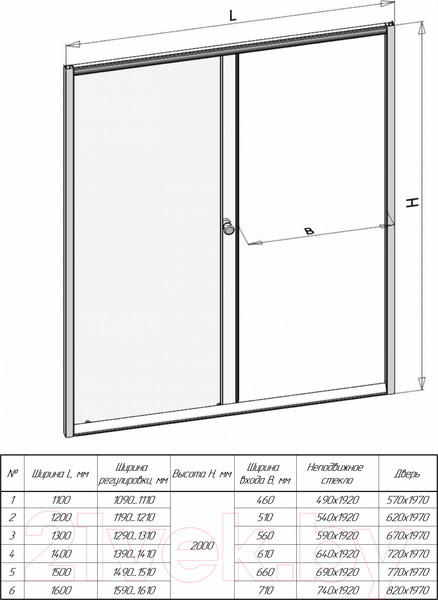Изображение товара Душевая дверь Radomir 1300 / 1-63-1-0-0-1091 (матовый)