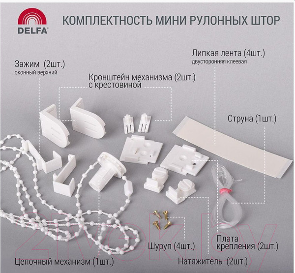 Изображение товара Рулонная штора Delfa Сантайм Жаккард Азия СРШ-01М 25104 (57x170, серый)