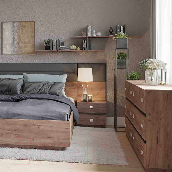 Изображение товара Прикроватная тумба Глазов Neo 41 (дуб табачный Craft/черный)