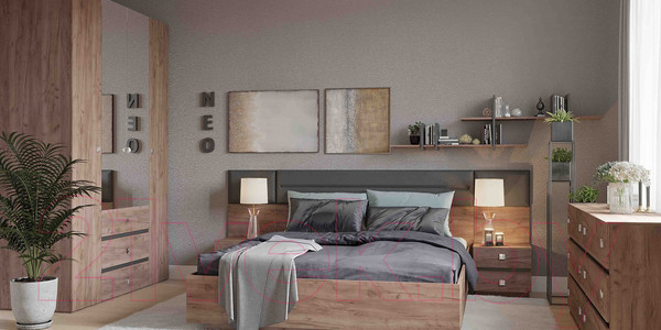 Изображение товара Прикроватная тумба Глазов Neo 41 (дуб табачный Craft/черный)