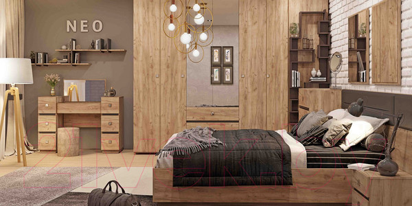 Изображение товара Прикроватная тумба Глазов Neo 41 (дуб табачный Craft/черный)