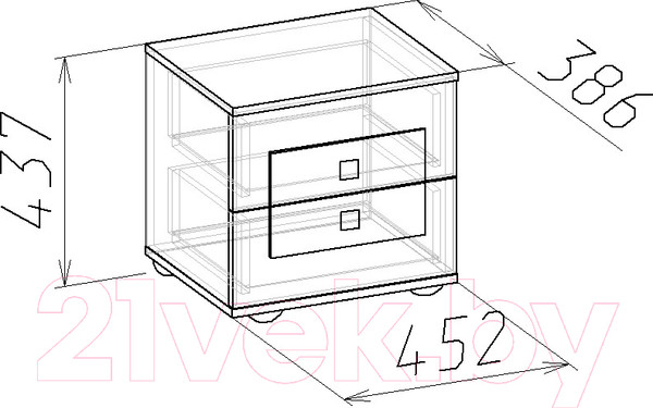 Изображение товара Прикроватная тумба Глазов Амели 4 (дуб отбеленный)