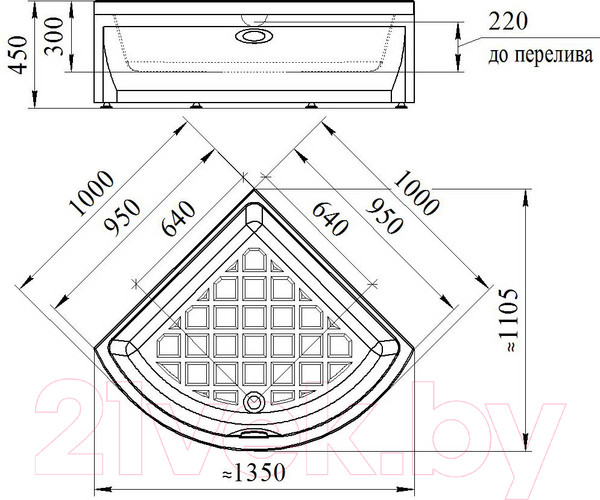 Изображение товара Душевой поддон Radomir 100 / 1-11-0-0-0-004