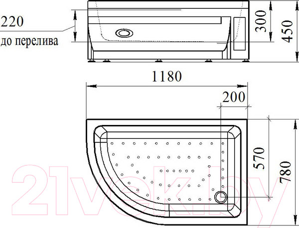 Изображение товара Душевой поддон Radomir 120x80 / 1-11-0-2-0-009