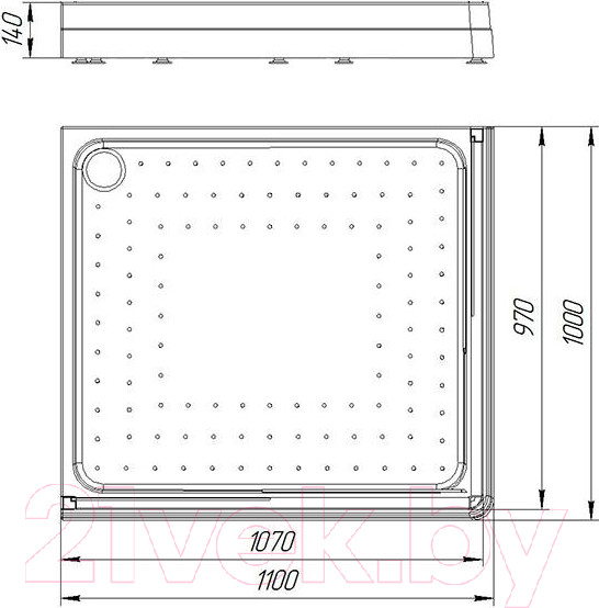 Изображение товара Душевой поддон Radomir 100x110 / 1-11-0-1-0-123