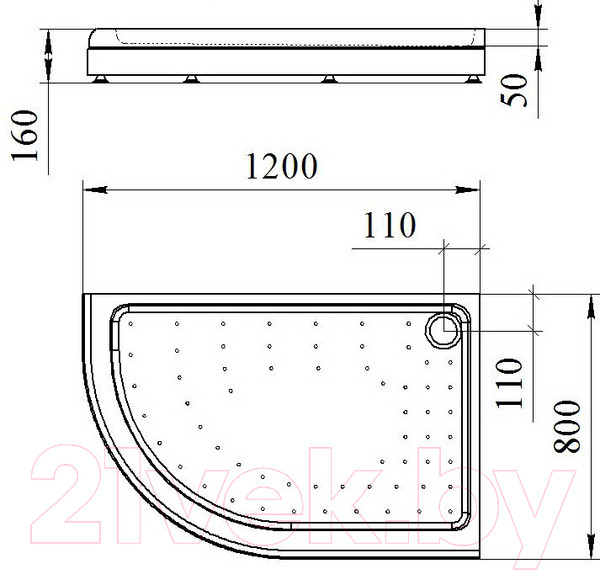 Изображение товара Душевой поддон Radomir 120x80 L / 1-11-0-1-0-008