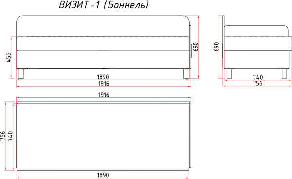 Изображение товара Тахта Домовой Визит-1 Боннель 3нр-1Пд 7 (Milano 7325 Cream)