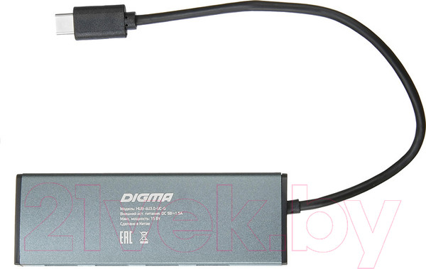 Изображение товара USB-хаб Digma HUB-4U3.0-UC-G (серый)