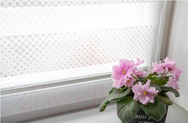 Изображение товара Рулонная штора Delfa Сантайм День Ночь Бола СРШ-01МК 42011 (81x160, белый/розовый)