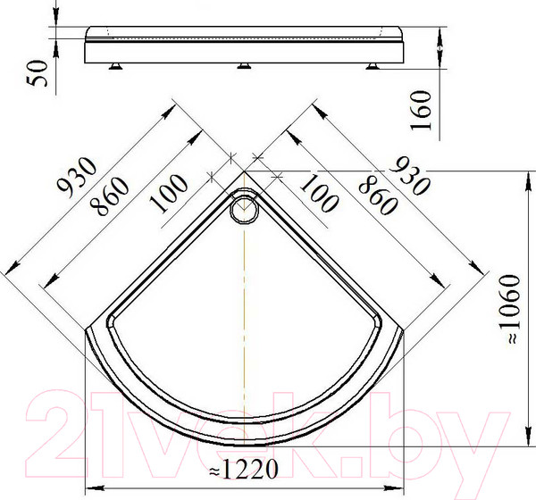 Изображение товара Душевой поддон Radomir 90 / 1-11-0-0-0-001