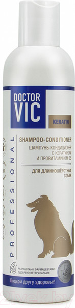 Изображение товара Шампунь для животных Doctor VIC С кератином и провитамином В5 для длинношерстных собак (250мл)