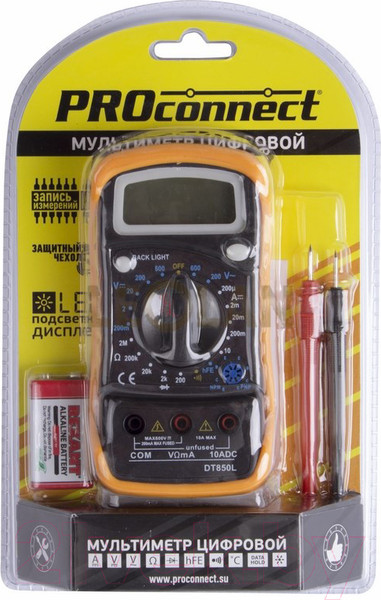 Изображение товара Мультиметр цифровой PROconnect MAS830L / DT850L (13-3021)