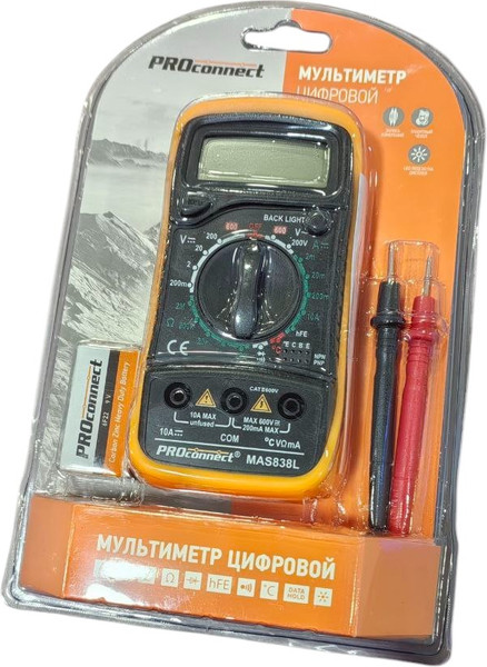 Изображение товара Мультиметр цифровой PROconnect MAS838L / DT858L (13-3022)