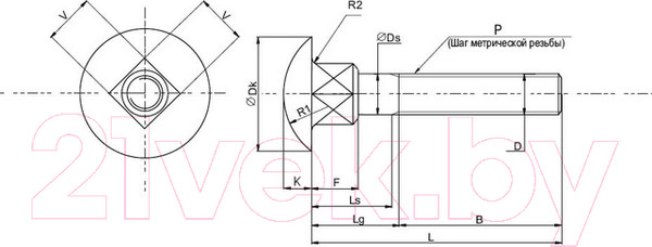 Изображение товара Болт ЕКТ М12x120 DIN603 прочность 4.8 / 41142 (20шт, цинк)