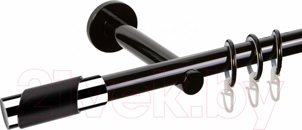 Изображение товара Карниз для штор АС ФОРОС Dance D19Г + наконечники Париж хром (2м, черный)