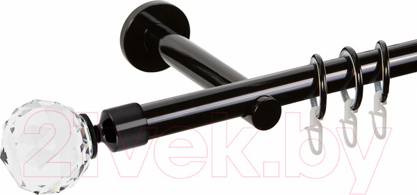 Изображение товара Карниз для штор АС ФОРОС Dance D19Г + наконечники Кристалл (2.4м, черный)