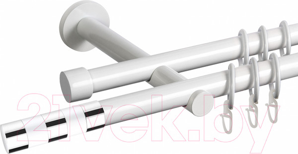 Изображение товара Карниз для штор АС ФОРОС Dance D19Г/19Г + наконечники Валес хром (2.4м, белый)