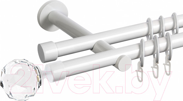 Изображение товара Карниз для штор АС ФОРОС Dance D19Г/19Г + наконечники Кристалл (2.4м, белый)