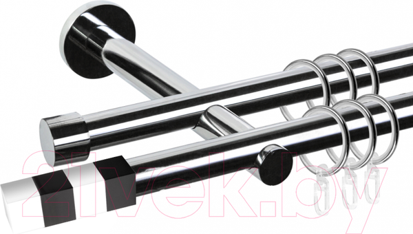 Изображение товара Карниз для штор АС ФОРОС Dance D19Г/19Г + наконечники Магнум черный (1.6м, хром)