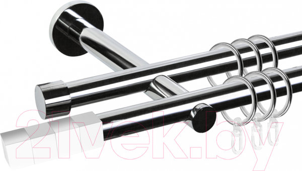 Изображение товара Карниз для штор АС ФОРОС Dance D19Г/19Г + наконечники Магнум белый (1.6м, хром)