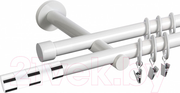 Изображение товара Карниз для штор АС ФОРОС Dance D19Г/19Г + наконечники Валес хром (3м, белый)