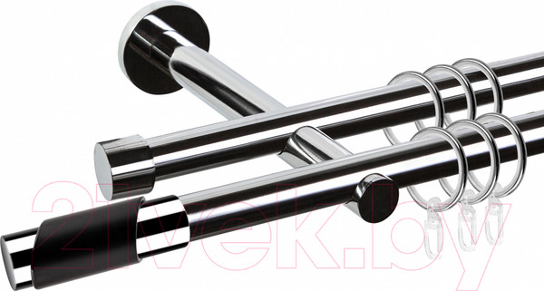 Изображение товара Карниз для штор АС ФОРОС Dance D19Г/19Г + наконечники Париж черный (2м, хром)