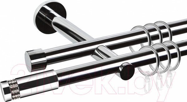 Изображение товара Карниз для штор АС ФОРОС Dance D19Г/19Г + наконечники Диос (2м, хром)