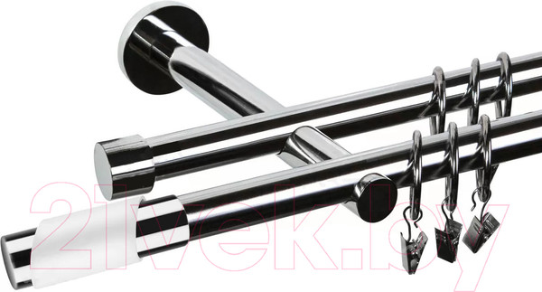 Изображение товара Карниз для штор АС ФОРОС Dance D19Г/19Г + наконечники Париж белый (2.4м, хром)