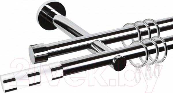 Изображение товара Карниз для штор АС ФОРОС Dance D19Г/19Г + наконечники Валес белый (1.6м, хром)