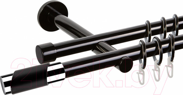 Изображение товара Карниз для штор АС ФОРОС Dance D19Г/19Г + наконечники Париж хром (2м, черный)