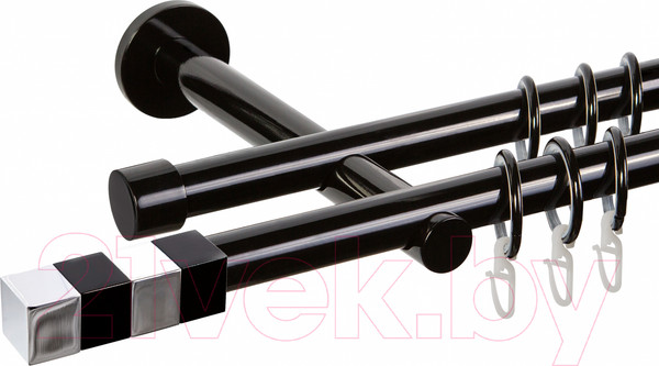 Изображение товара Карниз для штор АС ФОРОС Dance D19Г/19Г + наконечники Магнум хром (2м, черный)