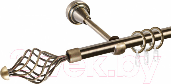 Изображение товара Карниз для штор АС ФОРОС Grace D16Г + наконечники Ажур (1.4м, антик)