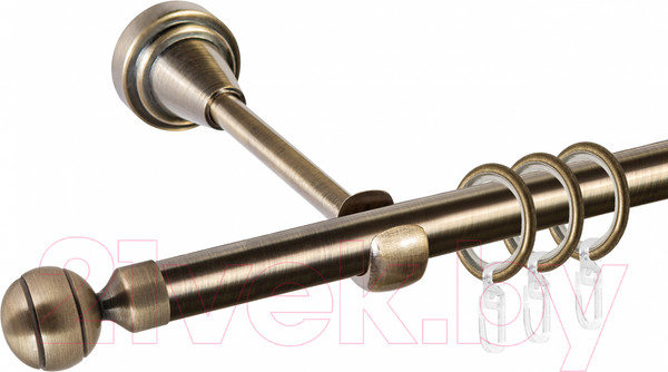 Изображение товара Карниз для штор АС ФОРОС Grace D16Г + наконечники Шар рифленый (1.4м, антик)