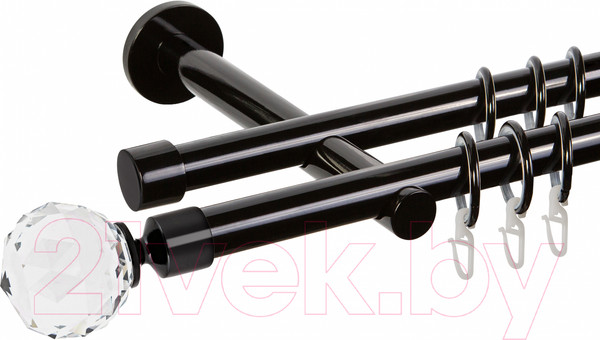 Изображение товара Карниз для штор АС ФОРОС Dance D19Г/19Г + наконечники Кристалл (2.4м, черный)