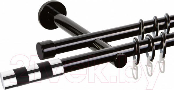 Изображение товара Карниз для штор АС ФОРОС Dance D19Г/19Г + наконечники Валес хром (3м, черный)