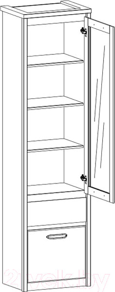 Изображение товара Шкаф-пенал с витриной Anrex Jazz 1V1D1S (каштан найроби/оникс)