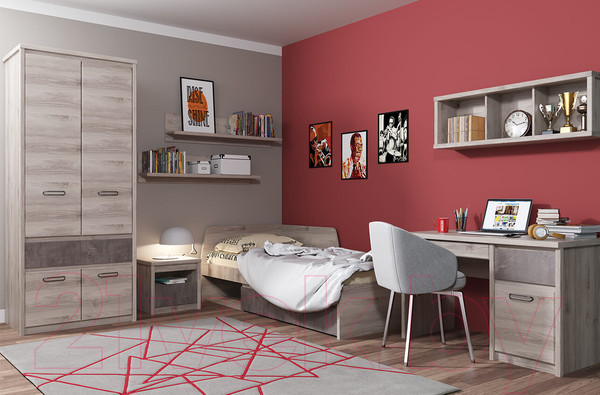 Изображение товара Шкаф-пенал с витриной Anrex Jazz 1V1D1S (каштан найроби/оникс)