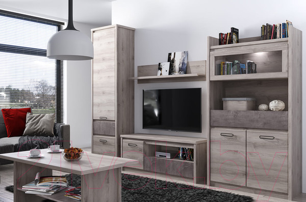 Изображение товара Шкаф с витриной Anrex Jazz 1V2D1S (каштан найроби/оникс)