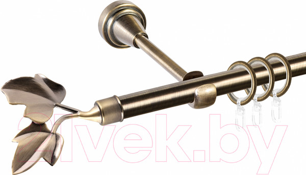 Изображение товара Карниз для штор АС ФОРОС Grace D16Г + наконечники Лист ветка (1.8м, антик)