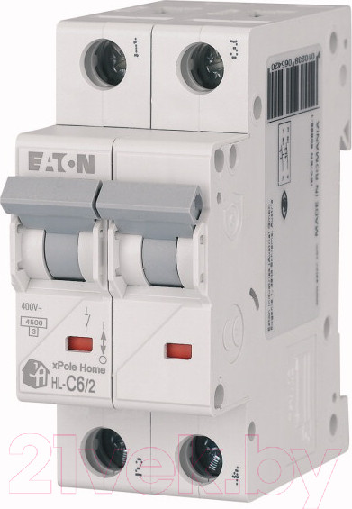 Изображение товара Выключатель автоматический Eaton HL-C6/2 2P 6A C 4.5кA 2M / 194768