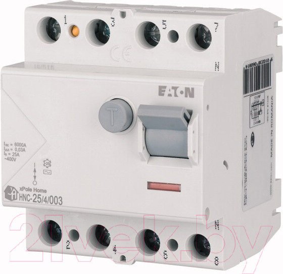 Изображение товара Устройство защитного отключения Eaton HNC-63/4/003 4Р 63А 6кА 30мА АС 4М / 194695