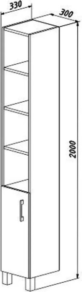 Изображение товара Шкаф-пенал для ванной Акваль Лофт / В2.2.03.3.0.1