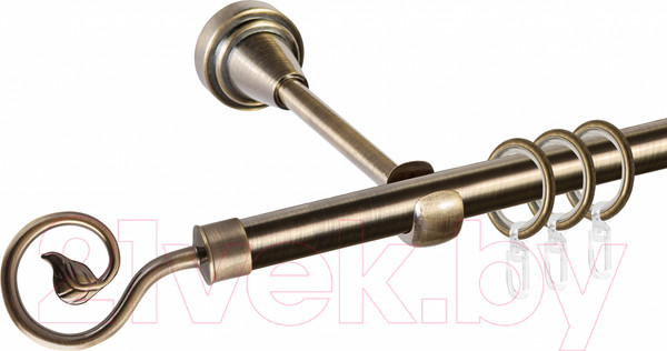 Изображение товара Карниз для штор АС ФОРОС Grace D16Г + наконечники Завиток одинарный (2.4м, антик)