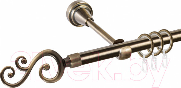 Изображение товара Карниз для штор АС ФОРОС Grace D16Г + наконечники Лоза (2.4м, антик)